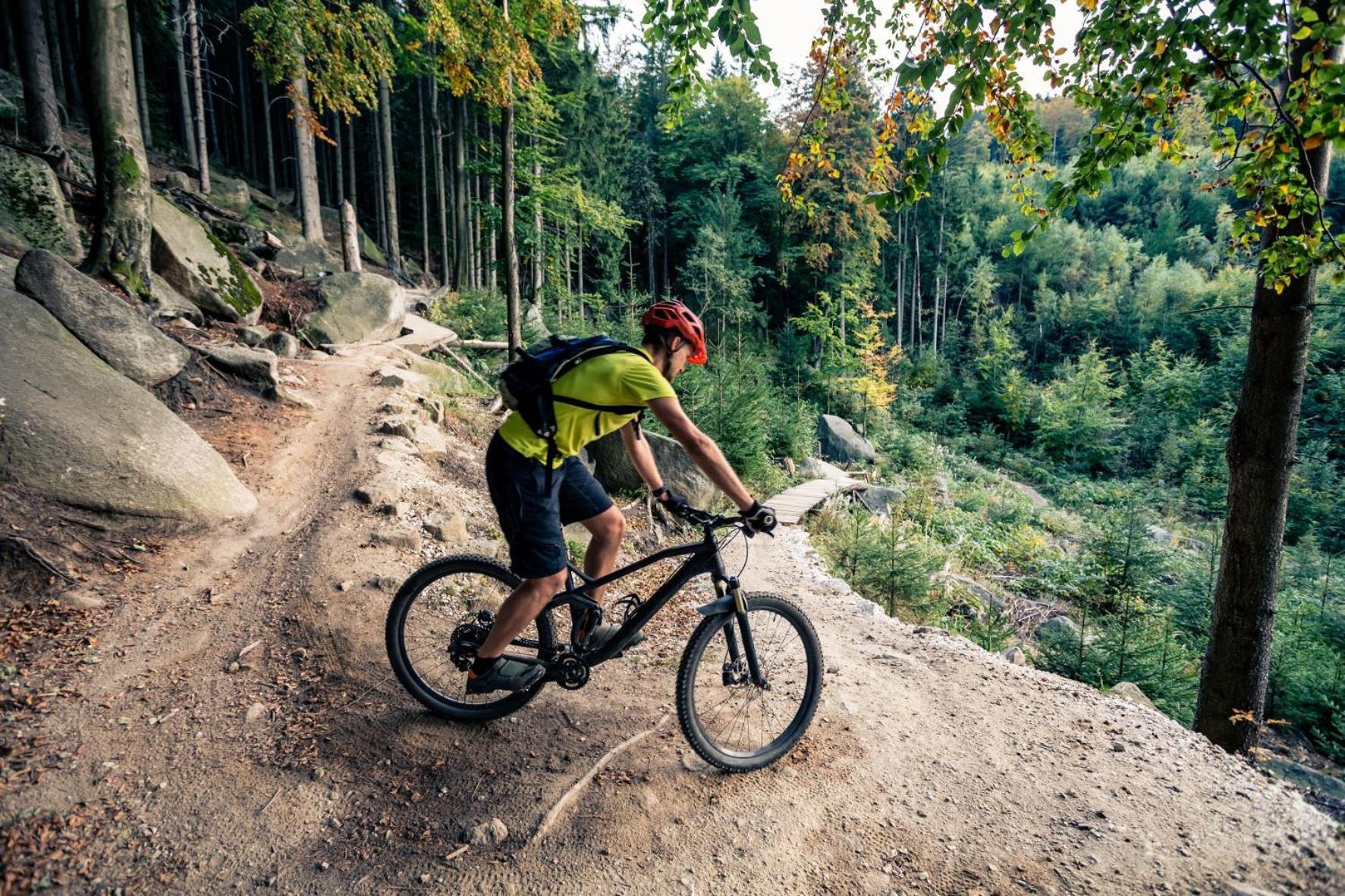 Elements Hotel&Spa Świeradów-Zdrój المظهر الخارجي الصورة A mountain biker riding a trail